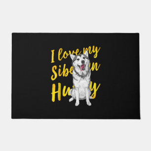 I Love My Siberian Husky Snow Dog Lover Gift Doormat