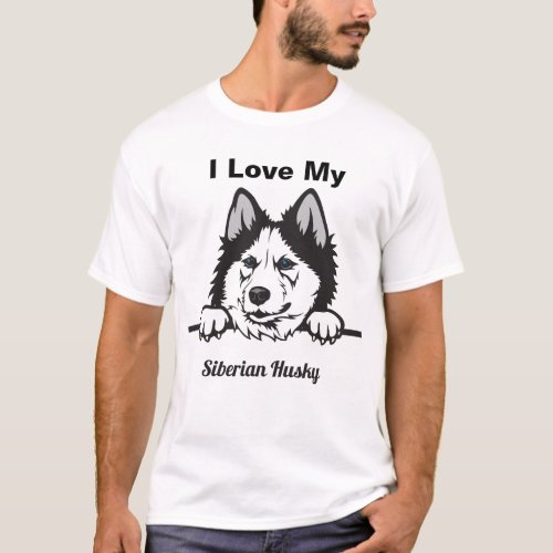 I Love My Siberian Husky T_Shirt