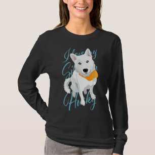 I Love My Siberian Husky White Snow Dog With Blue T-Shirt