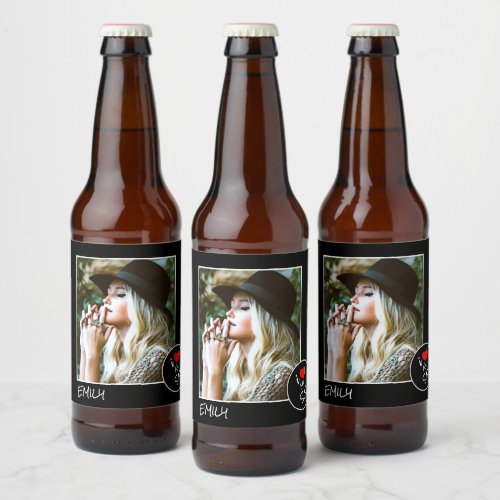 I Love My Sis Custom Photo  Personalized Beer Bottle Label