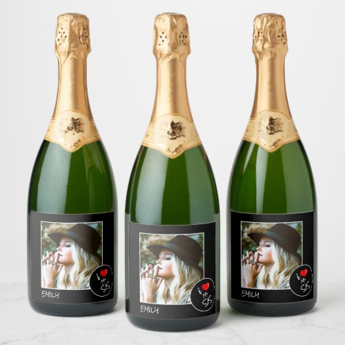 I Love My Sis Custom Photo  Personalized Sparkling Wine Label