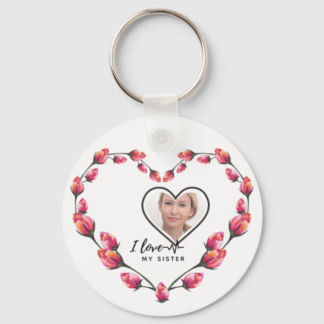 I Love My SISTER - Best Friend Personalized Gift Keychain (Front)