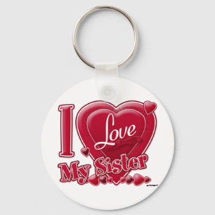 I Love My Sister red - heart Keychain