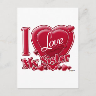 I Love My Sister red - heart Postcard