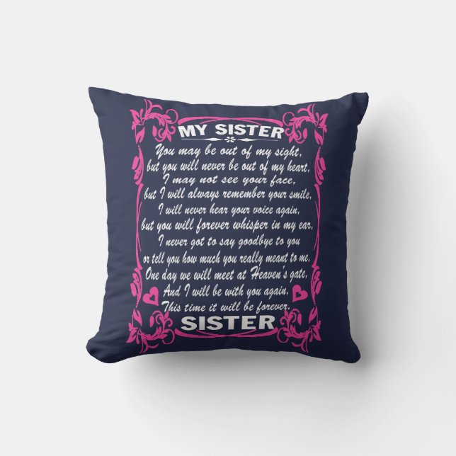 I love my sister throw pillow (Front)