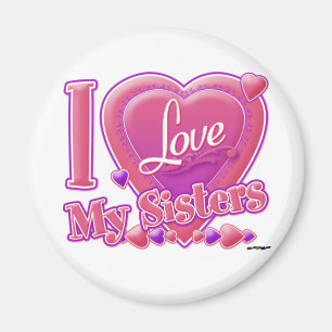 I Love My Sisters pink/purple - heart Magnet