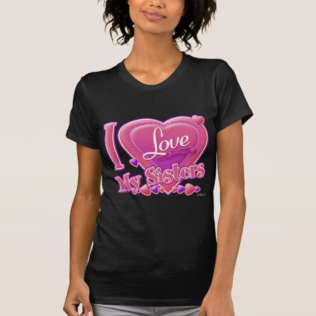 I Love My Sisters pink/purple - heart T-Shirt (Front)