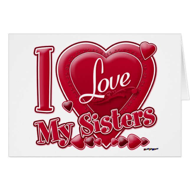 I Love My Sisters red - heart Cards (Front Horizontal)