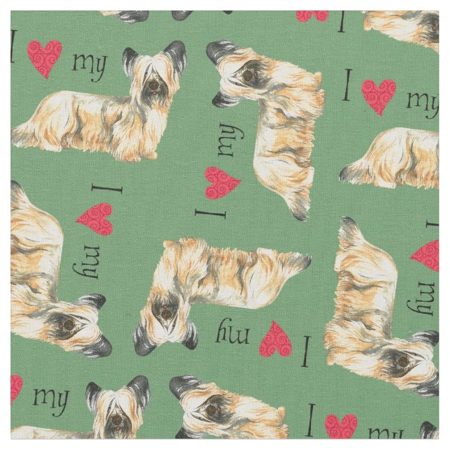 I Love my Skye Terrier Fabric (Close Up)