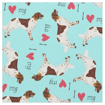 I Love My Small Munsterlander Fabric by DogsInk at Zazzle