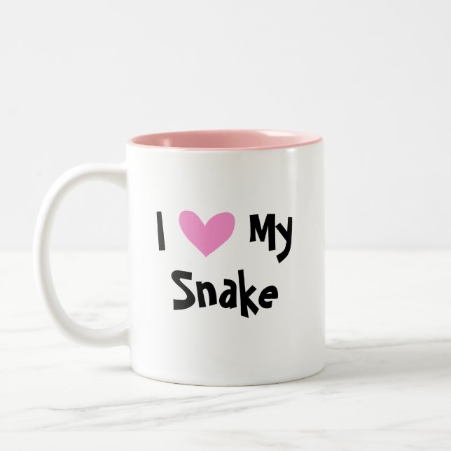 I Love My Snake (customize species name) Two-Tone Coffee Mug (Left)