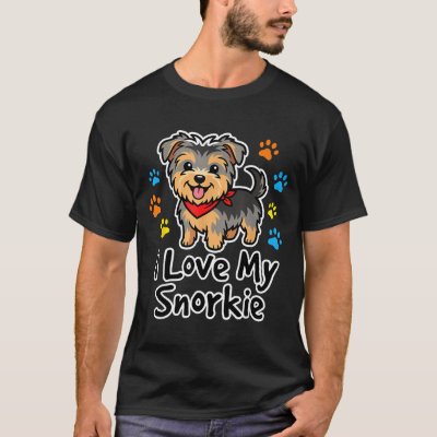 I Love My Snorkie Cute Schnauzer Yorkie Mix Dog Lo T-Shirt