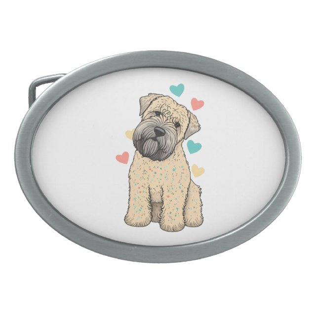 I Love My Soft Coated Wheaten Terrier Dog Heart Belt Buckle (Front)