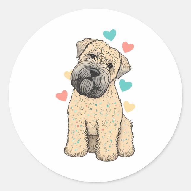 I Love My Soft Coated Wheaten Terrier Dog Heart Classic Round Sticker (Front)
