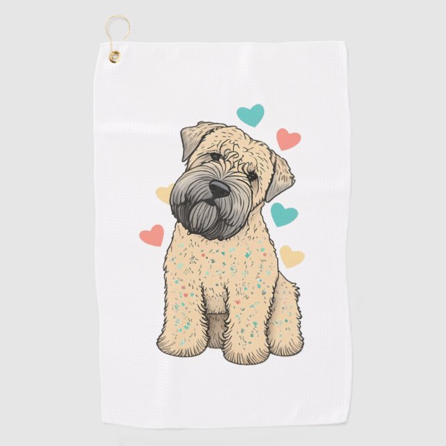 I Love My Soft Coated Wheaten Terrier Dog Heart Golf Towel (Front)