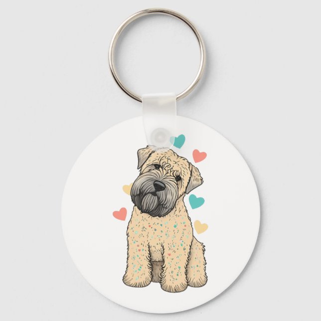 I Love My Soft Coated Wheaten Terrier Dog Heart Keychain (Front)