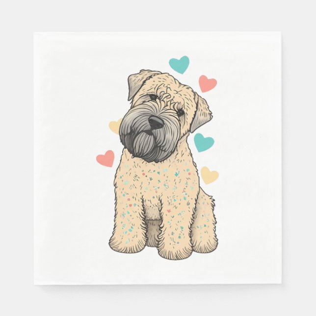 I Love My Soft Coated Wheaten Terrier Dog Heart Napkins (Front)