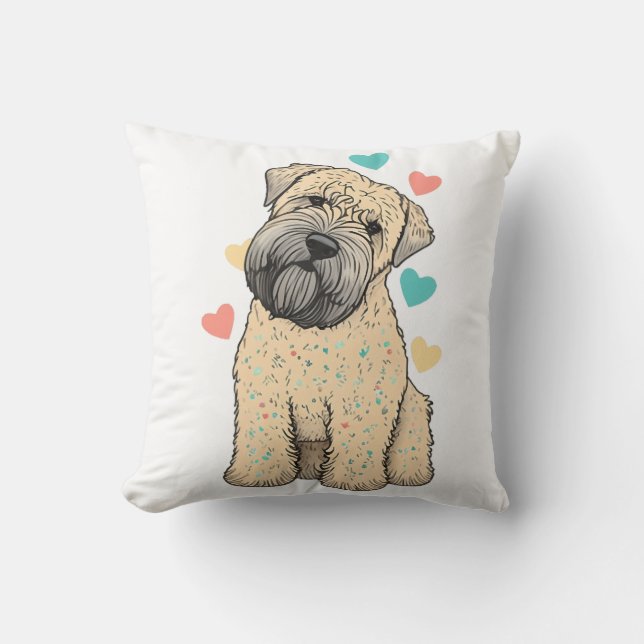 I Love My Soft Coated Wheaten Terrier Dog Heart Throw Pillow (Front)