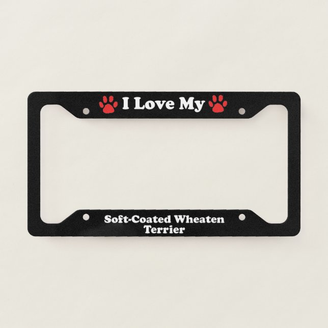 I Love My Soft-Coated Wheaten Terrier Dog License Plate Frame (Front)