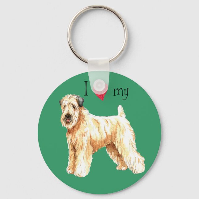 I Love my Soft Coated Wheaten Terrier Keychain (Front)