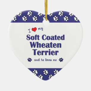 I Love My Soft Coated Wheaten Terrier (Male Dog) Ceramic Ornament