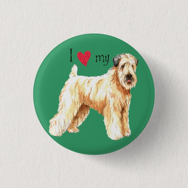 I Love my Soft Coated Wheaten Terrier Pinback Button (Front)