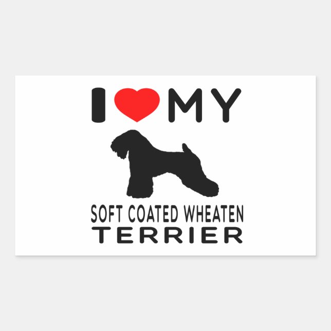 I Love My Soft Coated Wheaten Terrier Rectangular Sticker (Front)