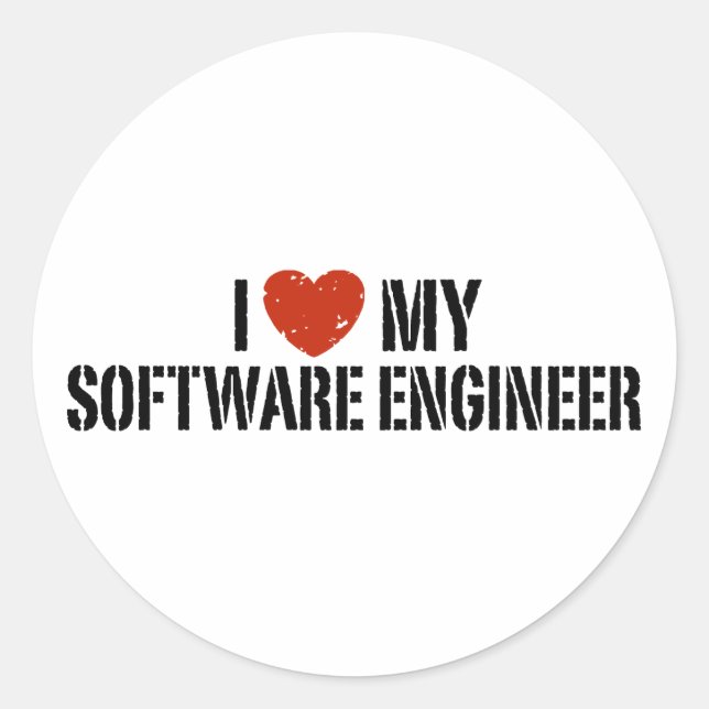 I Love My software Engineer Classic Round Sticker (Front)