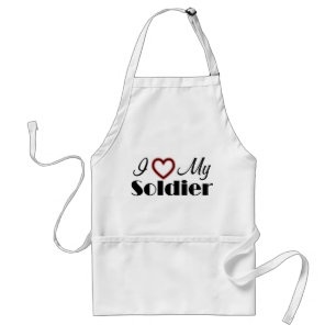 I Love My Soldier Adult Apron