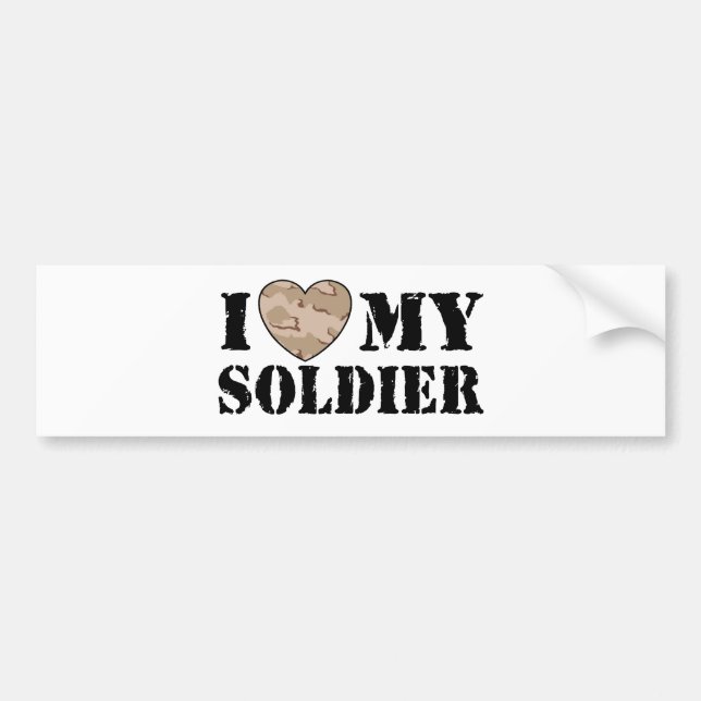 I Love My Soldier Bumper Sticker (Front)