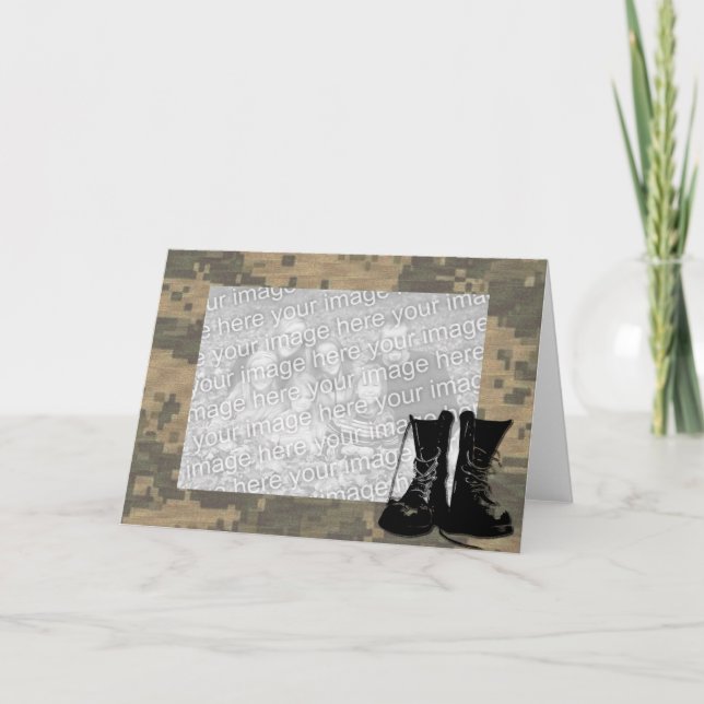 I Love My Soldier Custom Photo Camouflage Card (Front)