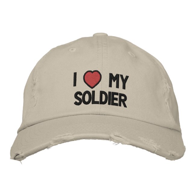 I Love My Soldier Embroidered Hat (Front)