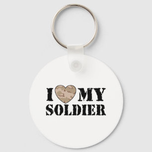 I Love My Soldier Keychain
