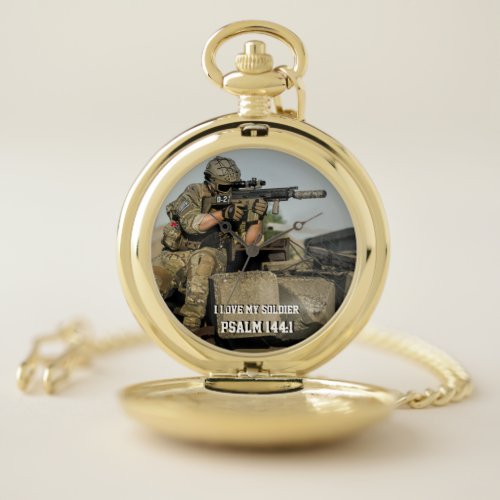 I lOVE My Soldier Psalm 1441 m60 weapons Pocket Watch