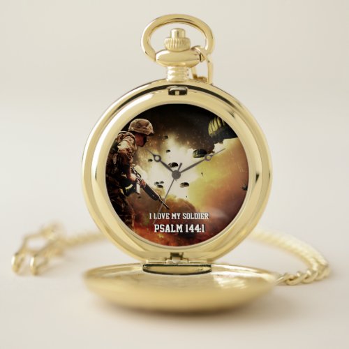 I lOVE My Soldier Psalm 1441 paratroope  1 Pocket Watch