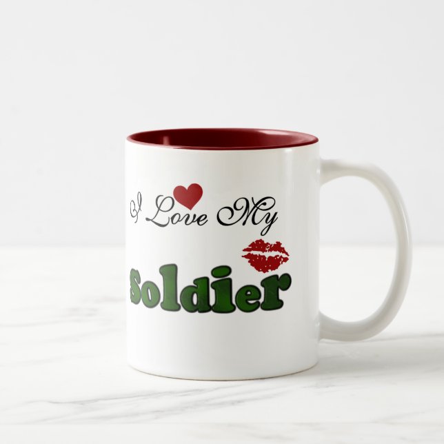 I Love My Soldier Tshirts and Gifts Two-Tone Coffee Mug (Right)