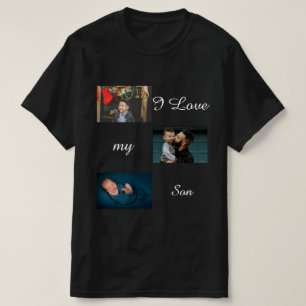 I Love My Son Custom 3 Photo Collage T-Shirt