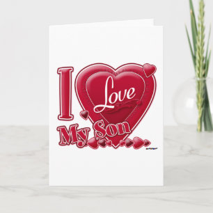 I Love My Son red - heart Holiday Card