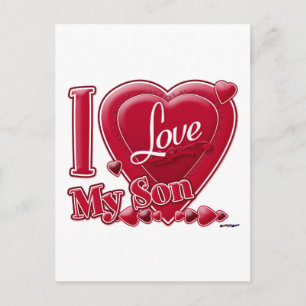 I Love My Son red - heart Postcard