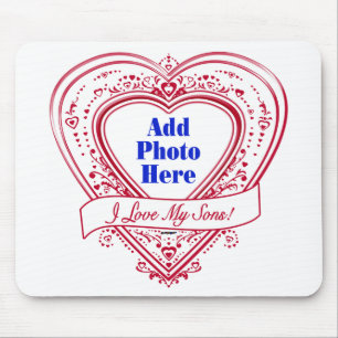 I Love My Sons! Photo Red Hearts Mouse Pad
