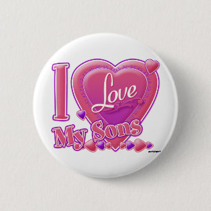I Love My Sons pink/purple - heart Pinback Button