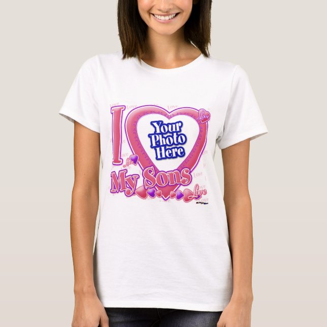 I Love My Sons pink/purple - photo T-Shirt (Front)