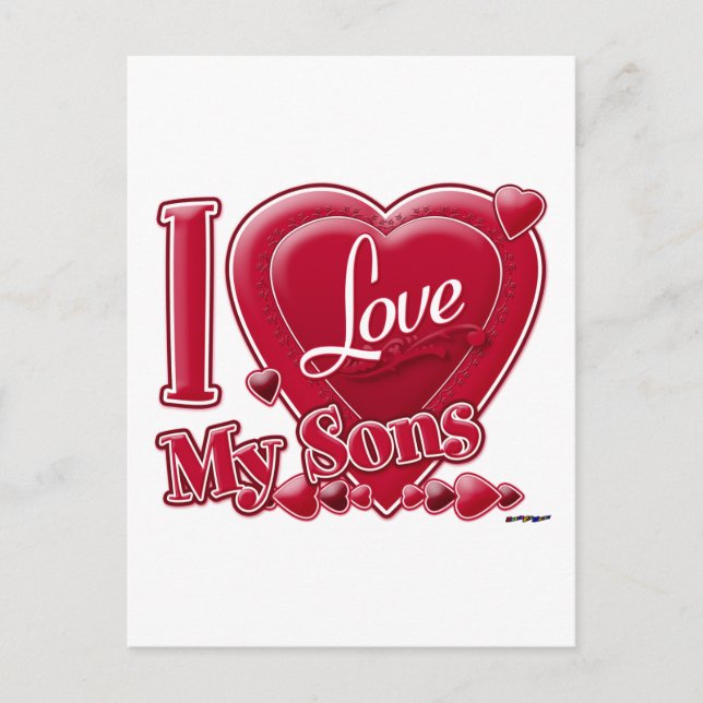 I Love My Sons red - heart Postcard (Front)