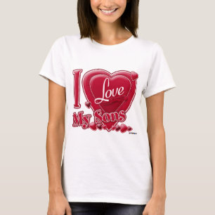 I Love My Sons red - heart T-Shirt