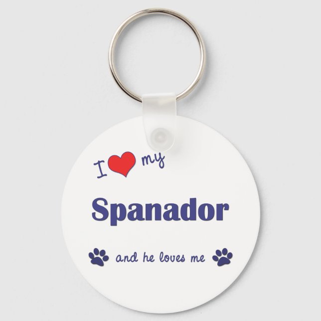 I Love My Spanador (Male Dog) Keychain (Front)