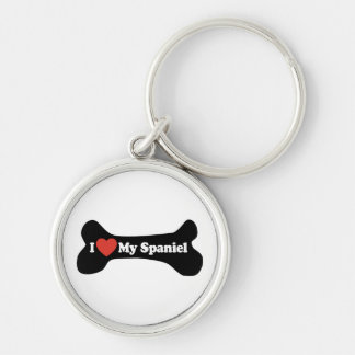 I Love My Spaniel - Dog Bone Keychain