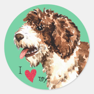 I Love my Spanish Water Dog Classic Round Sticker