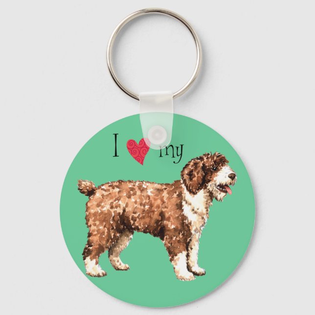 I Love my Spanish Water Dog Keychain (Front)
