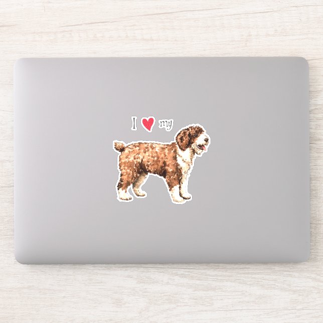 I Love my Spanish Water Dog Vinyl Sticker (Computer)