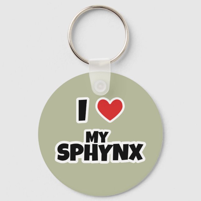 I love my Sphynx cat Keychain (Front)